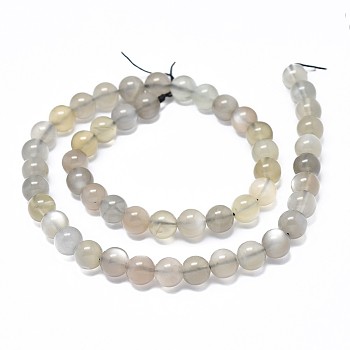 Natural Grey Moonstone Beads Strands, Round, 10mm, Hole: 1mm, about 38~40pcs/strand, 15.7 inch(40cm)