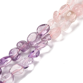 Natural Rose Quartz & Amethyst Beads Strands, Nuggets, Tumbled Stone, 5~14x4~10x4~8mm, Hole: 0.8~1mm, about 45~59pcs/strand, 15.75~16.34 inch(40~41.5cm)