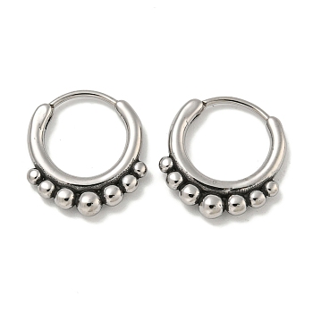 316 Surgical Stainless Steel Hoop Earrings, Ring, Antique Silver, 17.5x15.5mm