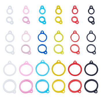 36Pcs 18 Style Silicone Pendant, for Electronic stylus & Lighter Making, Ring, Mixed Color, 16~29x12~24.5x6~7mm, Hole: 2.5~3mm, Inner Diameter: 8~20.5mm, 2pcs/style