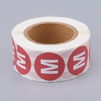 Paper Self-Adhesive Clothing Size Labels, for Clothes, Size Tags, Round with Size M, Red, 25mm, 500pcs/roll