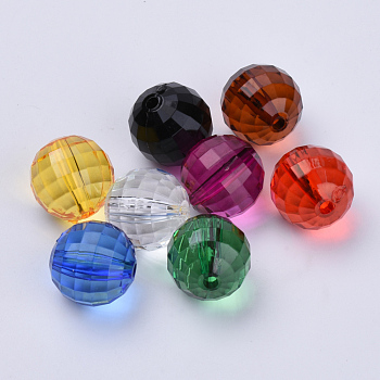 Transparent Acrylic Beads, Faceted, Round, Mixed Color, 8x8mm, Hole: 1.5mm, about 1770pcs/500g
