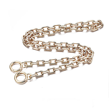 Bag Chains Straps, Aluminum Cable Link Chains, with Alloy Spring Gate Ring, for Bag Replacement Accessories, Light Gold, 1180x14mm