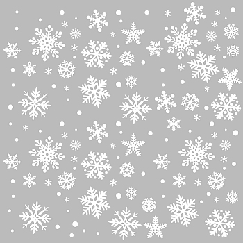 PVC Wall Decorative Stickers, Waterproof Decals for Home Living Room Bedroom Wall Decoration, White, Snowflake Pattern, 350x980mm