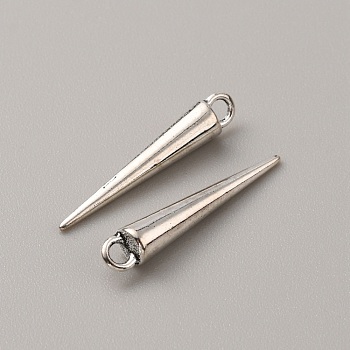 Zinc Alloy Pendants, Cone/Spike, Platinum, 25x4mm, Hole: 2mm