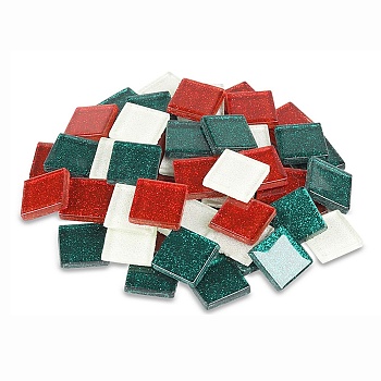 Square Transparent Glass Cabochons, Mosaic Tiles, for Home Decoration or DIY Crafts, Red, 20x20x4mm, 260pcs/kg