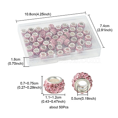 50 pcs perles en argile polymère strass européens à grand trou(FPDL-YW0001-01A)-4