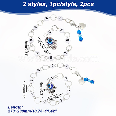 Number Acrylic & Glass Beaded Knitting Row Counter Chains(HJEW-AB00389)-2