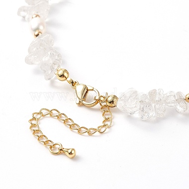 Natural Quartz Crystal Chips & Pearl Beaded Necklace(NJEW-JN04008-02)-7