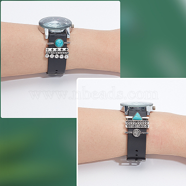 Pandahall Elite 8 pcs 8 style demi-rond et triangle synthétique turquoise bracelet de montre ensemble de breloques(MOBA-PH0001-12)-3
