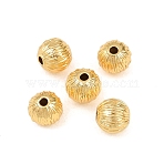 Brass Beads, Corrugated Round, Lead Free & Cadmium Free, Rack Plating, Long-Lasting Plated, Real 18K Gold Plated, 6mm, Hole: 1.2mm(KK-F927-11A-G)