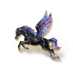 Horse Enamel Pins, Alloy Lapel Pin Backs for Backpack Clothes, Light Gold, Black, 34.5x29mm(JEWB-Z048-01G-02)