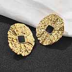 304 Stainless Steel Studs Earrings for Women, Lotus Leaf Shape
, Golden, 31.5x27.5mm(EJEW-K306-30G)