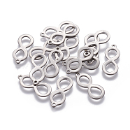 201 Stainless Steel Pendants, Infinity, Stainless Steel Color, 20x8x1mm, Hole: 1.2mm(STAS-L234-052P)