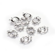 Tibetan Style Alloy Links connectors, Ocean Theme, Lead Free & Nickel Free & Cadmium Free, Double Dolphin, Thailand Sterling Silver Plated, 14x21.5x3mm, Hole: 1.6mm(TIBE-A008-004TAS-NR)