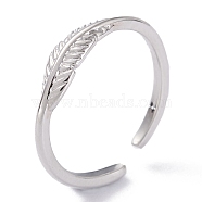 Brass Cuff Rings, Open Rings, Leaf, Platinum, US Size 5, Inner Diameter: 16.4mm(RJEW-P020-02P)