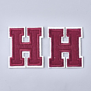 Computerized Embroidery Cloth Iron On Patches, Costume Accessories, Appliques, Letter, Letter.H, 57x48x1.5mm(X-FIND-T030-064-H)