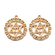 Zinc Alloy Pendants, Cadmium Free & Lead Free, Flat Round with Star of David, Golden, 27x24x2mm, Hole: 1.8mm(FIND-I017-03G)