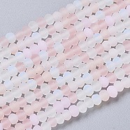 Faceted Glass Beads Strands, Frosted, Rondelle, Pink, 2.5~3.2x1.8~2.6mm, Hole: 0.8mm, about 185~186pcs/Strand, 15.55~15.75 inch(39.5~40cm)(X-GLAA-F106-B-F11)