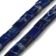 Synthetic Imperial Jasper Beads Strands, 2-Hole, Rectangle, Dark Blue, 5.5~6x5x2.5mm, Hole: 0.9mm, about 69~70pcs/strand, 15.12~15.2 inch(38.4~38.6cm)(G-F762-A07-01)