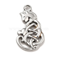 201 Stainless Steel Pendants, Fox Charms, Stainless Steel Color, 23.5x14x2.5mm, Hole: 2.5mm(STAS-P312-01P)