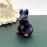 Natural Sodalite Carved Healing Rabbit Figurines, Reiki Energy Stone Display Decorations, 50mm(PW-WG98684-03)