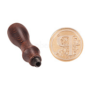 DIY Letter Scrapbook Brass Wax Seal Stamps and Wood Handle Sets, Letter.P, 25x14mm, 75mm(AJEW-PH0010-P)