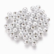 ABS Plastic Beads, Eco-Friendly Electroplated Beads, Round, Silver Plated, 10mm, Hole: 2.3mm, about 1000pcs/500g(KY-G007-10mm-S)