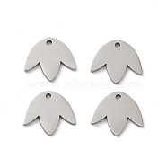 304 Stainless Steel Charms, Laser Cut, Leaf Charm, Stainless Steel Color, 9.5x11x1mm, Hole: 1mm(STAS-R226-03P)