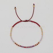 Glass Seed Braided Beaded Bracelets, Adjustable Bracelet, Purple, 11 inch(28cm)(XC9959-01)