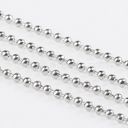 Iron Ball Bead Chains, Soldered, Platinum Color, with Spool, Bead: 1.5mm, about 328.08 Feet(100m)/roll(CHB001Y-N)