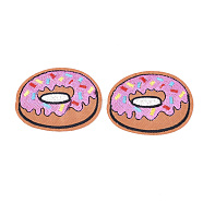 Computerized Embroidery Cloth Iron On Patches, Costume Accessories, Appliques, Donut, Light Salmon, 49x64.5x1mm(FIND-T030-065)