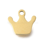 304 Stainless Steel Charms, Laser Cut, Golden, Crown, 7.5x8x1mm, Hole: 0.8mm(STAS-U027-10G-02)