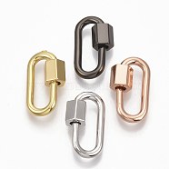 Brass Screw Carabiner Lock Charms, for Necklaces Making, Oval, Mixed Color, 20x11.5x2mm, Screw: 6.5x6.5mm(KK-T047-08)
