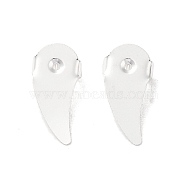 Brass Studs Earrings Findings, Wings, Silver, 18x8.5x0.4mm, Hole: 1mm(FIND-Z039-01A-S)