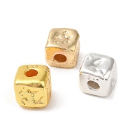 Brass Beads, Long-Lasting Plated, Cube, Mixed Color, 6x6x6mm, Hole: 2.5mm(KK-K376-01)