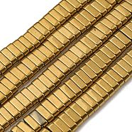 Electroplated Non-magnetic Synthetic Hematite Beads Strands, Rectangle, 2-Hole, Goldenrod, 6x2x3mm, Hole: 1.2mm, about 198pcs/strand, 16.02 inch(40.7cm)(G-C106-B02-12A)
