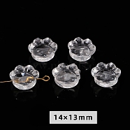 Natural Quartz Crystal Carved Beads, DIY Jewelry Accessories, Paw Print, 14x13mm(PW-WG47223-03)