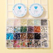 DIY Gemstone Bracelet Necklace Making Kit, Including Natural & Synthetic Mixed Gemstone Chips, Bird & Wing & Flower Alloy Pendants, Scissors, Mixed Color, Chips Beads: 160g/set(DIY-FS0002-93)