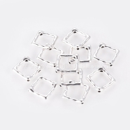 Tibetan Silver Bead Frame, Lead Free and Cadmium Free, Rhombus, Antique Silver, about 16mm long, 16mm wide, 2mm thick, hole: 1mm(X-LFH10283Y)
