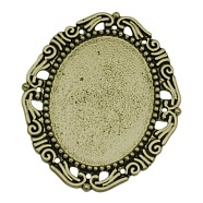 Alloy Cabochon Settings, DIY Material for Hair Accessories, Cadmium Free & Nickel Free & Lead Free, Antique Bronze, Size: about 54mm long, 45mm wide, 2mm thick, Tray: about 40mm inner long, 30mm inner wide(X-PALLOY-A15623-AB-NF)