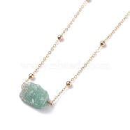 Natural Green Aventurine Raw Stone Pendant Necklace for Women, Golden, 17-3/4 inch(45cm)(NJEW-JN03781-01)