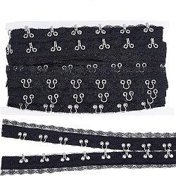 Steel Hook Buckles, with Cotton & Lace, Flat, Black, 56.5~60.5
mm, 3 yards/card(FIND-WH0082-91A)