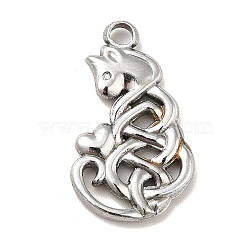 201 Stainless Steel Pendants, Fox Charms, Stainless Steel Color, 23.5x14x2.5mm, Hole: 2.5mm(STAS-P312-01P)
