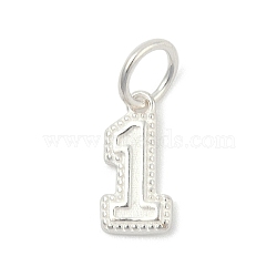 Number Series 925 Sterling Silver Charms, with 925 Stamp & Jump Rings, Silver Color Plated, One, 11x5.5x1.5mm, Hole: 3.5mm(STER-Q002-01B)