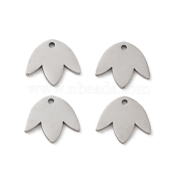 304 Stainless Steel Charms, Laser Cut, Leaf Charm, Stainless Steel Color, 9.5x11x1mm, Hole: 1mm(STAS-R226-03P)