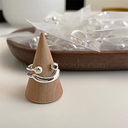 Alloy Smiling Face Finger Rings, Platinum, Inner Diameter: 17~19mm(FS-WG53BEF-01)