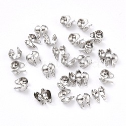 304 Stainless Steel Bead Tips, Calotte Ends, Clamshell Knot Cover, Stainless Steel Color, 6x4mm, Hole: 1mm(STAS-P126-03P)