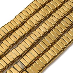 Electroplated Non-magnetic Synthetic Hematite Beads Strands, Rectangle, 2-Hole, Goldenrod, 6x2x3mm, Hole: 1.2mm, about 198pcs/strand, 16.02 inch(40.7cm)(G-C106-B02-12A)