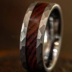 304 Stainless Steel & Wood Finger Rings for Men, Coconut Brown, Inner Diameter: 19.8mm(WG79787-09)